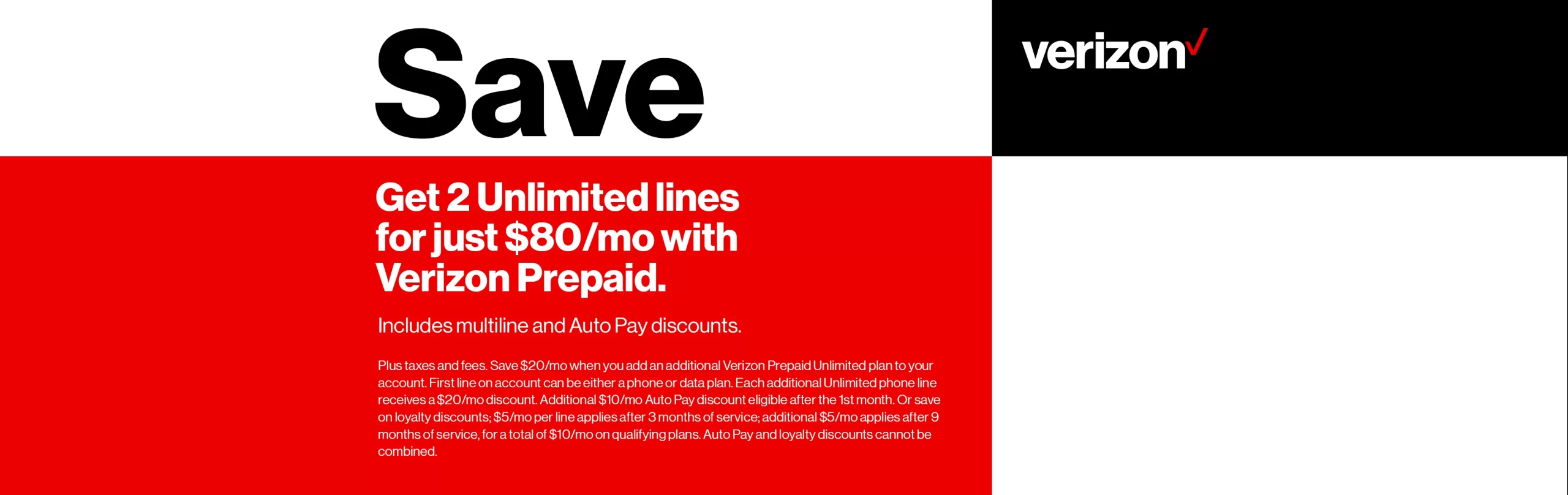 Prepaid Get 2 Unlimited lines for $80 per month.
