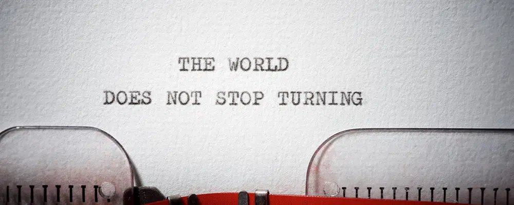 Type writer that typed out The World does not stop turning