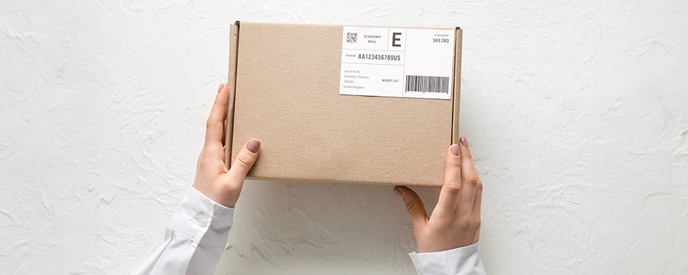 Person preparing package to be shipped