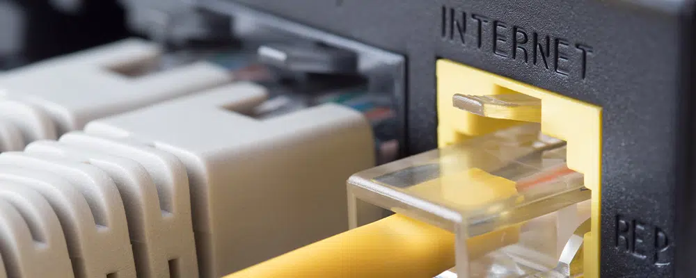 Back of router showing ethernet cords