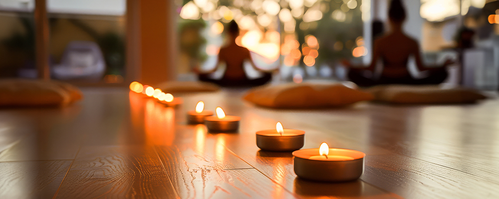 Yoga studio that's candle lit