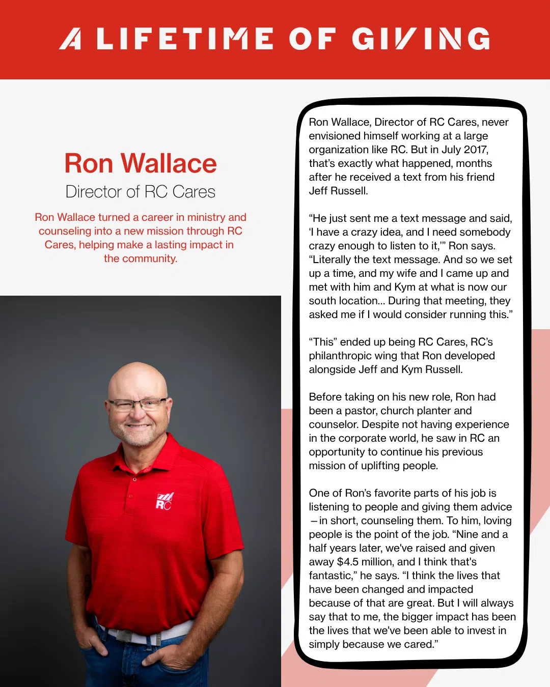 rc cares director ron wallace a lifetime of giving september 2026 russell cellular
